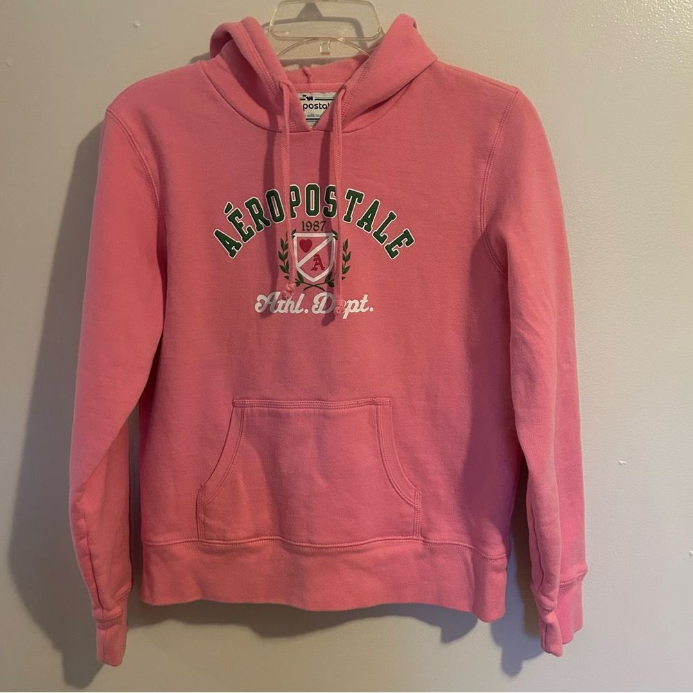 Y2k 2000s Aeropostale Pink NY Athletic Division Pullover Hoodie Sweatshirt Large